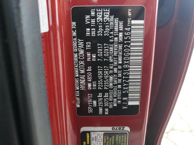 5XYZT3LBXDG021564 - 2013 HYUNDAI SANTA FE S Qırmızı foto 12