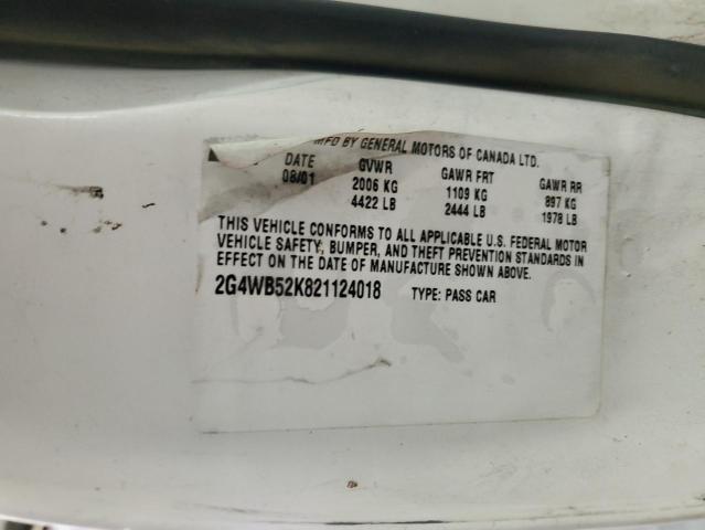 2G4WB52K821124018 - 2002 BUICK REGAL LS 白色 照片 12