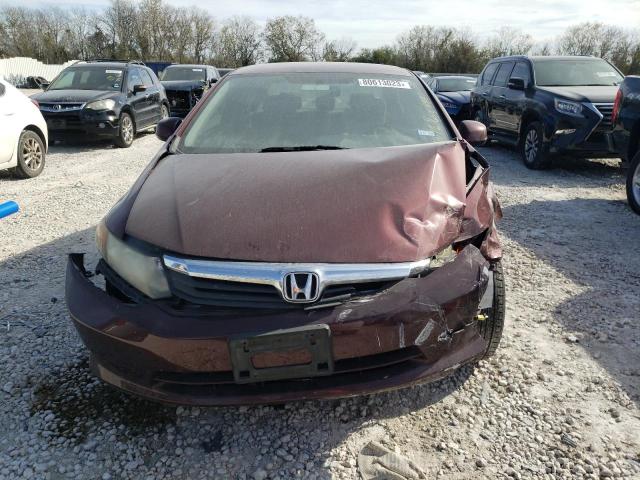 2HGFB2F53CH534887 - 2012 HONDA CIVIC LX BURGUNDY photo 5