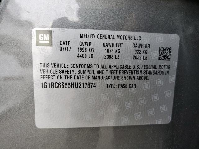 1G1RC6S55HU217874 - 2017 CHEVROLET VOLT LT GRAY photo 13