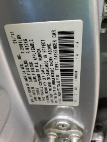 1HGCP2F72CA027130 - 2012 HONDA ACCORD EX SILVER photo 12