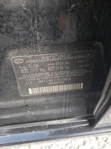 5NPEU46F27H219908 - 2007 HYUNDAI SONATA SE BLACK photo 12