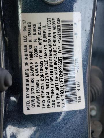 19XFC2F7XHE226597 - 2017 HONDA CIVIC EX CHARCOAL photo 12