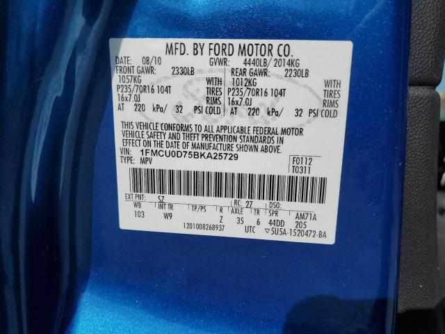 1FMCU0D75BKA25729 - 2011 FORD ESCAPE XLT BLUE photo 13