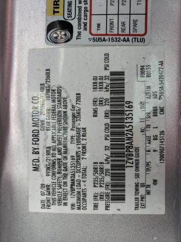 1ZVBP8AN2A5135169 - 2010 FORD MUSTANG SILVER photo 12