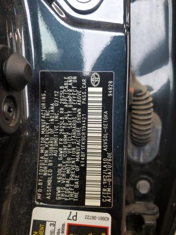 4T4BF1FK9CR194421 - 2012 TOYOTA CAMRY BASE BLUE photo 12