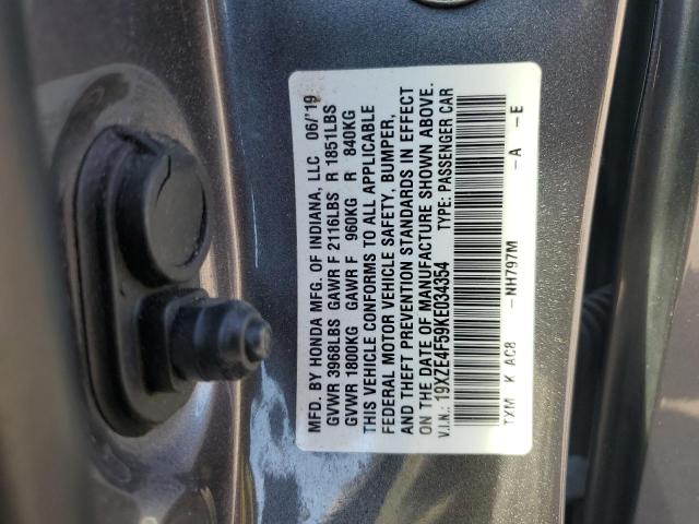 19XZE4F59KE034354 - 2019 HONDA INSIGHT EX CHARCOAL photo 13
