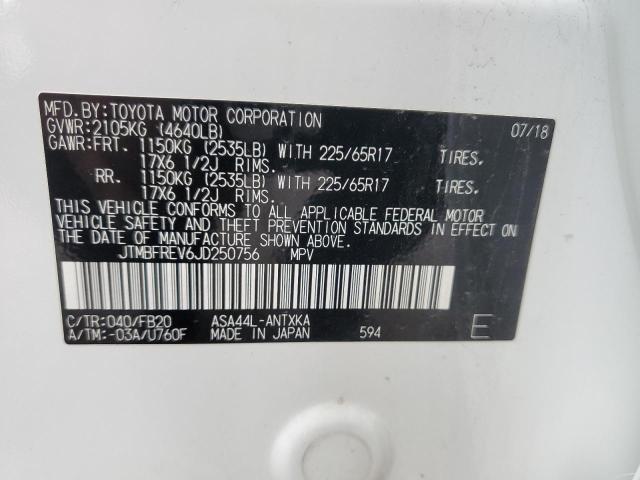 JTMBFREV6JD250756 - 2018 TOYOTA RAV4 LE თეთრი ფოტო 14