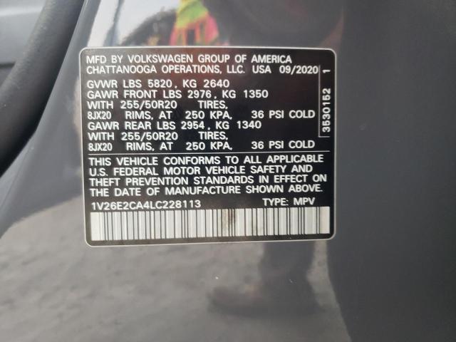 1V26E2CA4LC228113 - 2020 VOLKSWAGEN ATLAS CROS SE GRAY photo 13