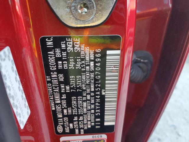 5XYPH4A52LG704966 - 2020 KIA SORENTO EX BURGUNDY photo 13