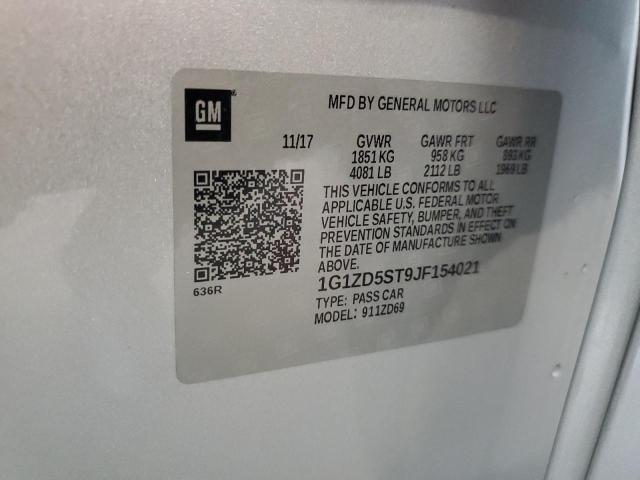 1G1ZD5ST9JF154021 - 2018 CHEVROLET MALIBU LT Серебристый фото 12