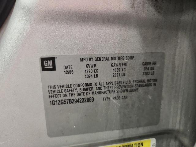 1G1ZG57B294232069 - 2009 CHEVROLET MALIBU LS SILVER photo 12