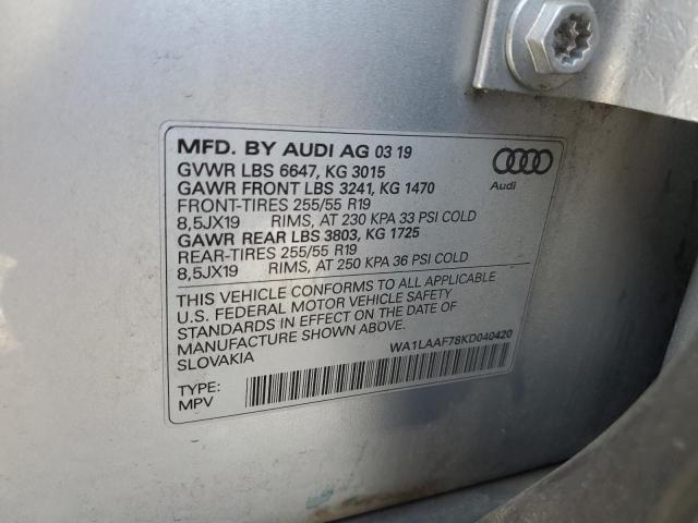 WA1LAAF78KD040420 - 2019 AUDI Q7 PREMIUM PLUS 银色 照片 13