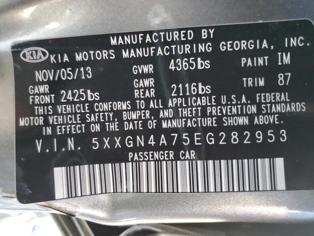 5XXGN4A75EG282953 - 2014 KIA OPTIMA EX GRAY photo 12