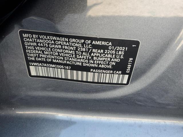 1VWSA7A33MC005167 - 2021 VOLKSWAGEN PASSAT SE Gris photo 24