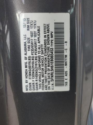 5FNRL5H61EB065453 - 2014 HONDA ODYSSEY EXL GRAY photo 12