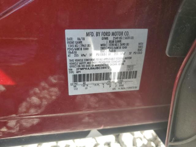 2FMPK4J84JBC39972 - 2018 FORD EDGE SEL 红色 照片 14