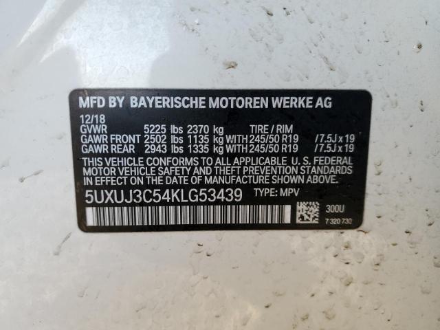 5UXUJ3C54KLG53439 - 2019 BMW X4 XDRIVE30I WHITE photo 12