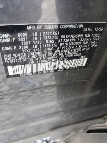 4S4WMARD1M3429156 - 2021 SUBARU ASCENT TOURING GRAY photo 13