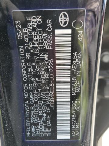 JTDB4MEE8PJ007226 - 2023 TOYOTA COROLLA LE Negro foto 12