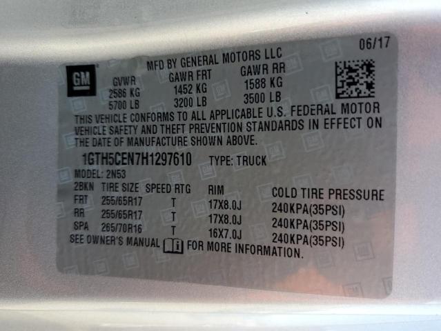 1GTH5CEN7H1297610 - 2017 GMC CANYON SLE SILVER photo 12