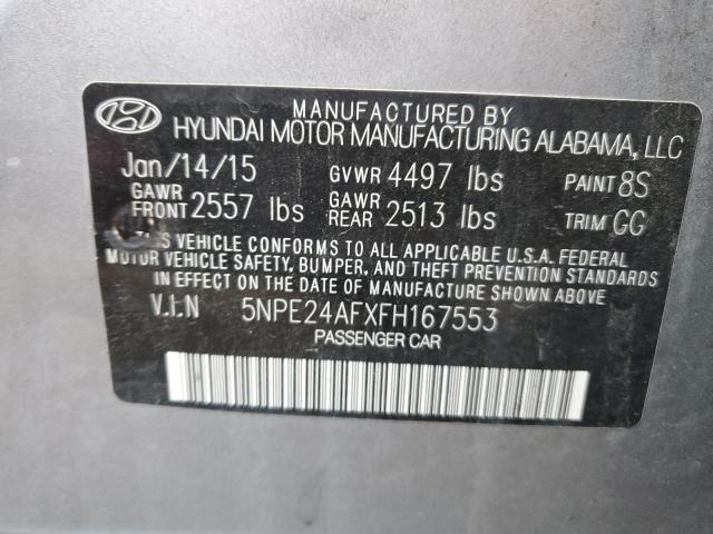 5NPE24AFXFH167553 - 2015 HYUNDAI SONATA SE SILVER photo 12