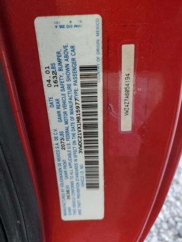 3VWDC21VX1M815977 - 2001 VOLKSWAGEN CABRIO GLX RED photo 13