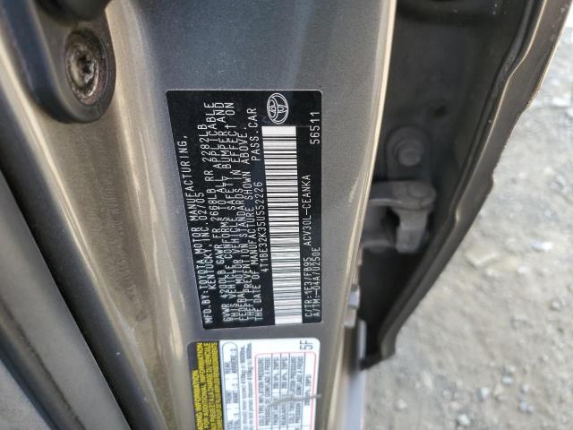 4T1BE32K35U552226 - 2005 TOYOTA CAMRY LE GRAY photo 12