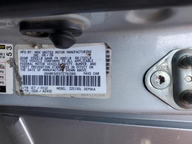 1NXBR32E97Z781589 - 2007 TOYOTA COROLLA CE 银色 照片 13