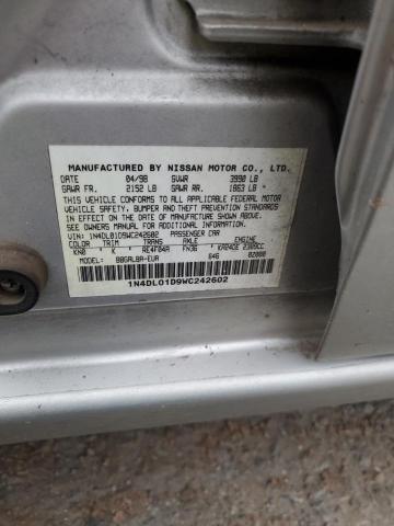 1N4DL01D9WC242602 - 1998 NISSAN ALTIMA XE SILVER photo 12