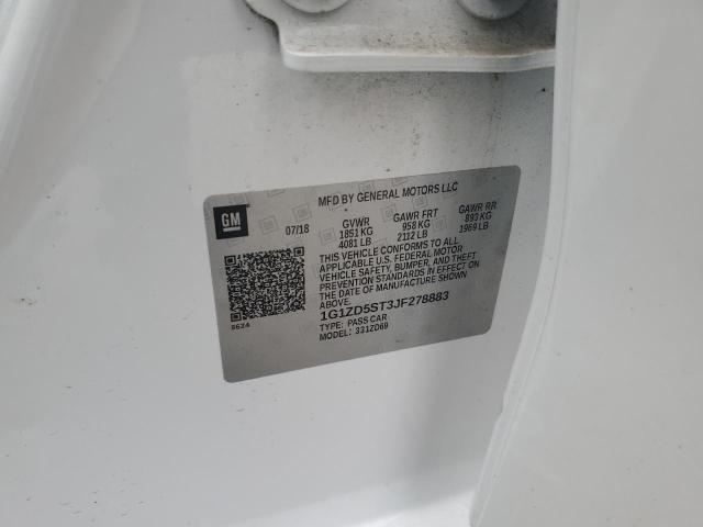 1G1ZD5ST3JF278883 - 2018 CHEVROLET MALIBU LT Ağ foto 12