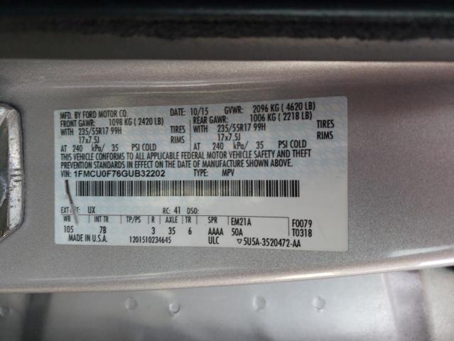 1FMCU0F76GUB32202 - 2016 FORD ESCAPE S SILVER photo 13