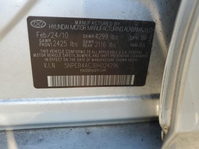 5NPEB4AC3BH024296 - 2011 HYUNDAI SONATA GLS SILVER photo 12