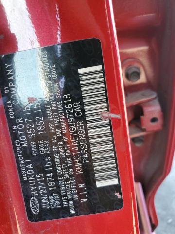 KMHCT4AE7GU972618 - 2016 HYUNDAI ACCENT SE RED photo 12