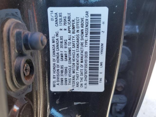 2HGFB2F55EH513039 - 2014 HONDA CIVIC LX BROWN photo 13