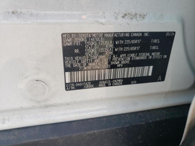 2T3W1RFVXRW338593 - 2024 TOYOTA RAV4 XLE WHITE photo 13