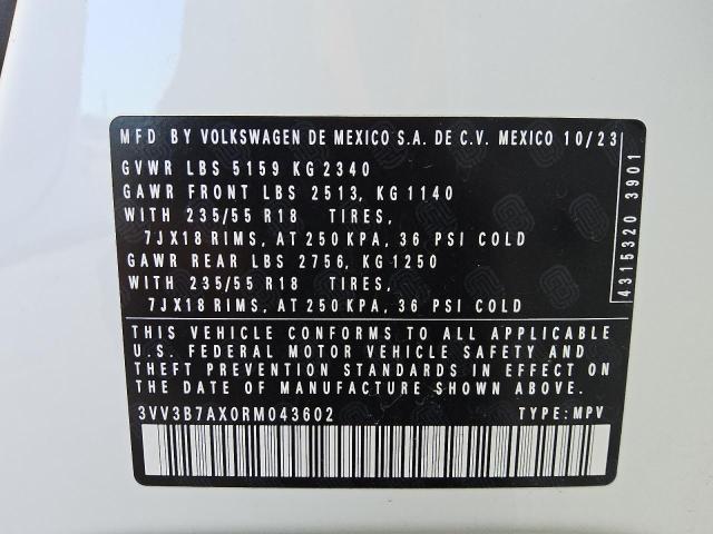 3VV3B7AX0RM043602 - 2024 VOLKSWAGEN TIGUAN SE 白色 照片 13