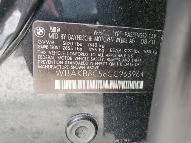 WBAKB8C58CC963964 - 2012 BMW 750 LI BLACK photo 12