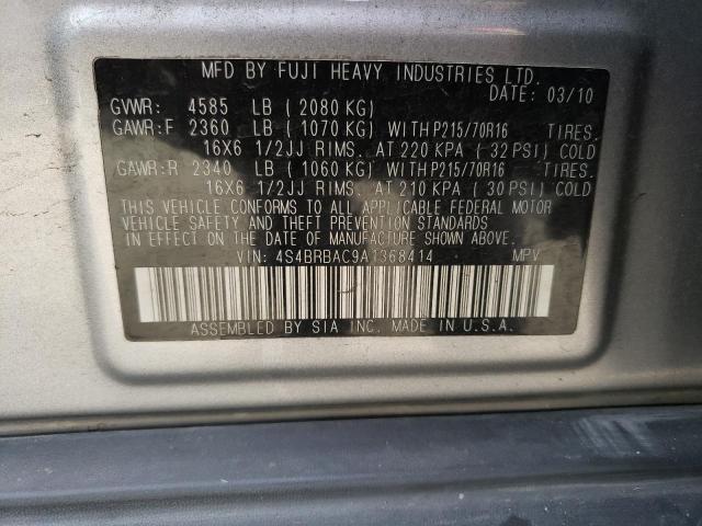 4S4BRBAC9A1368414 - 2010 SUBARU OUTBACK 2.5I GRAY photo 13