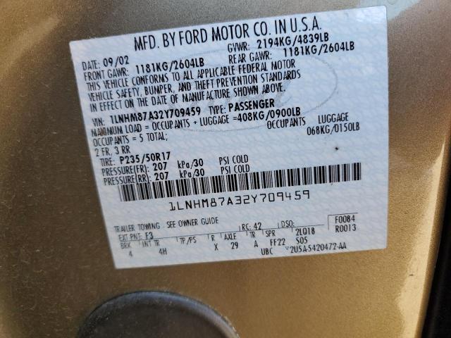 1LNHM87A32Y709459 - 2002 LINCOLN LS Qəhvəyi foto 12