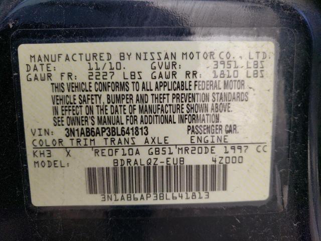 3N1AB6AP3BL641813 - 2011 NISSAN SENTRA 2.0 BLACK photo 12