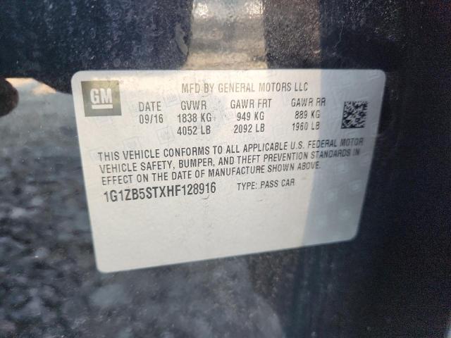 1G1ZB5STXHF128916 - 2017 CHEVROLET MALIBU LS შავი ფოტო 12