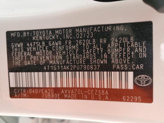 4T1G11AK2PU790837 - 2023 TOYOTA CAMRY SE NIGHT SHADE WHITE photo 12