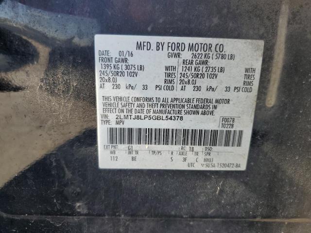 2LMTJ8LP5GBL54378 - 2016 LINCOLN MKX RESERVE 黑色 照片 14