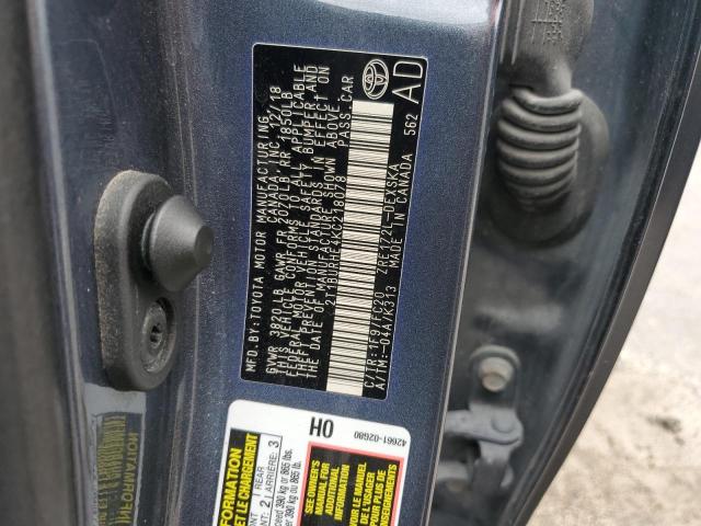 2T1BURHE4KC218078 - 2019 TOYOTA COROLLA L رمادي صورة 12