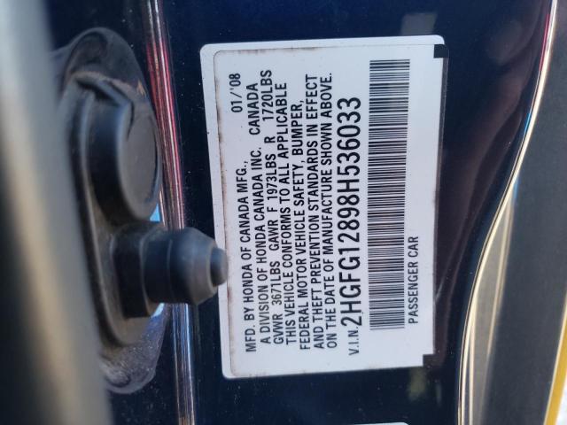 2HGFG12898H536033 - 2008 HONDA CIVIC EX YELLOW photo 12