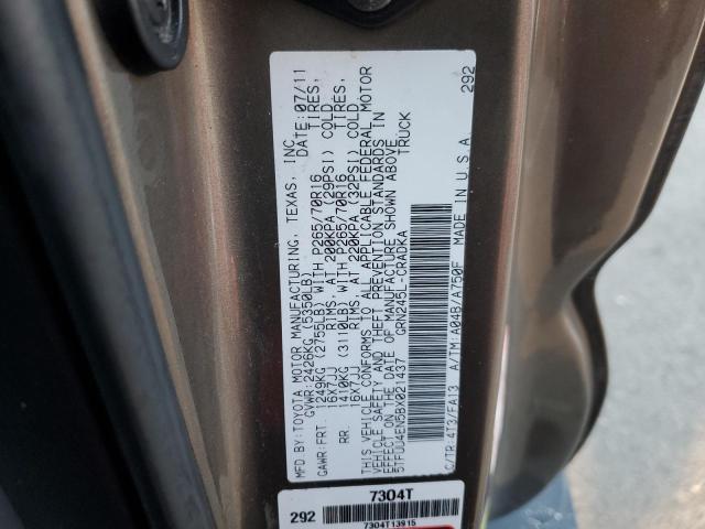 5TFUU4EN5BX021437 - 2011 TOYOTA TACOMA ACCESS CAB Сұр фото 12