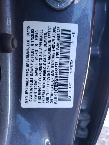 19XFB2F50FE065577 - 2015 HONDA CIVIC LX GRAY photo 13