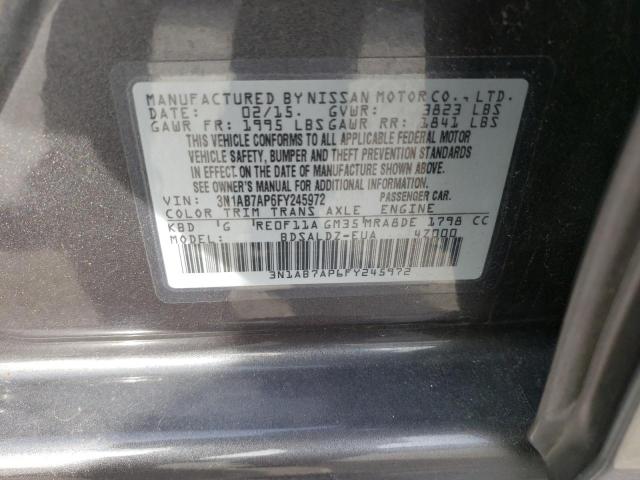 3N1AB7AP6FY245972 - 2015 NISSAN SENTRA S GRAY photo 12