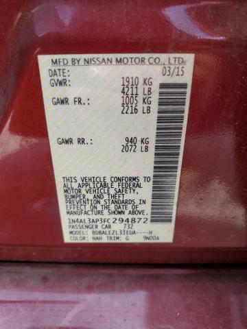 1N4AL3AP3FC294872 - 2015 NISSAN ALTIMA 2.5 BURGUNDY photo 12
